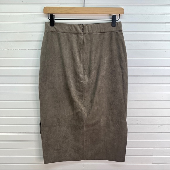 Aritzia Wilfred Free "Lis" Taupe Vegan Suede Pencil Skirt - Picture 2 of 5